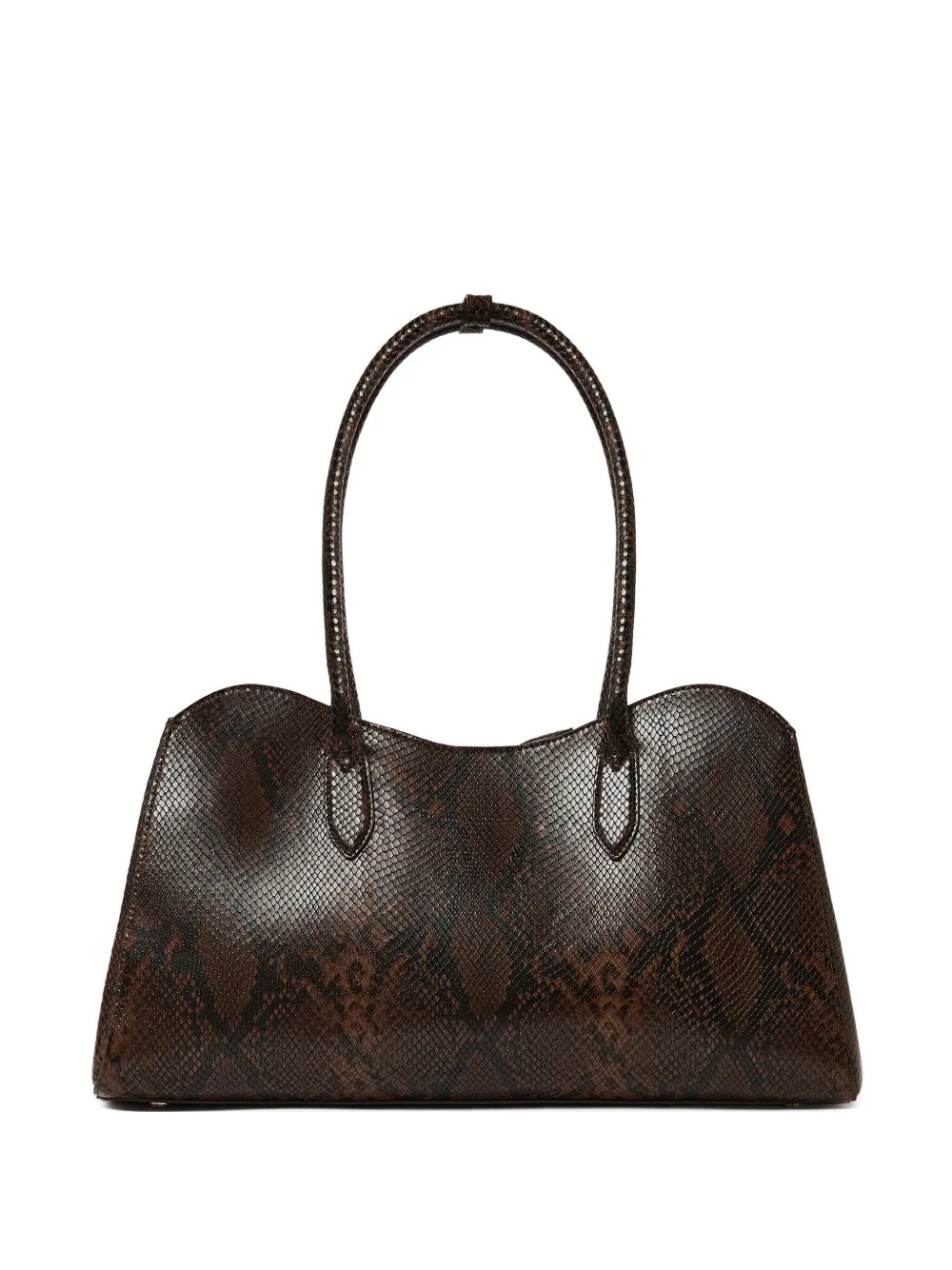 Stella Mccartney Ryder Snakeskin Embossed Faux Leather Tote In Brown