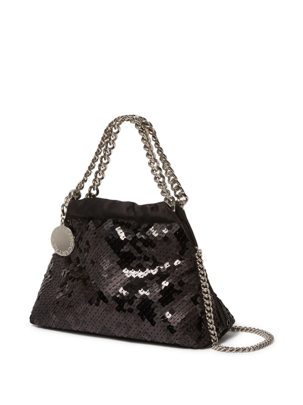 Stella McCartney Falabella mini-tas verfraaid met pailletten en kettingband Zwart