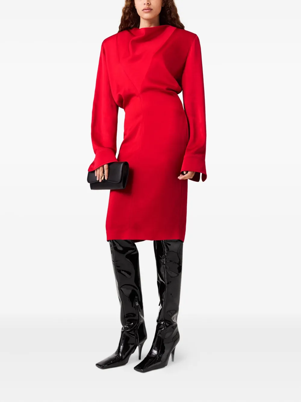 Stella McCartney cowl-neck draped midi dress - Rood