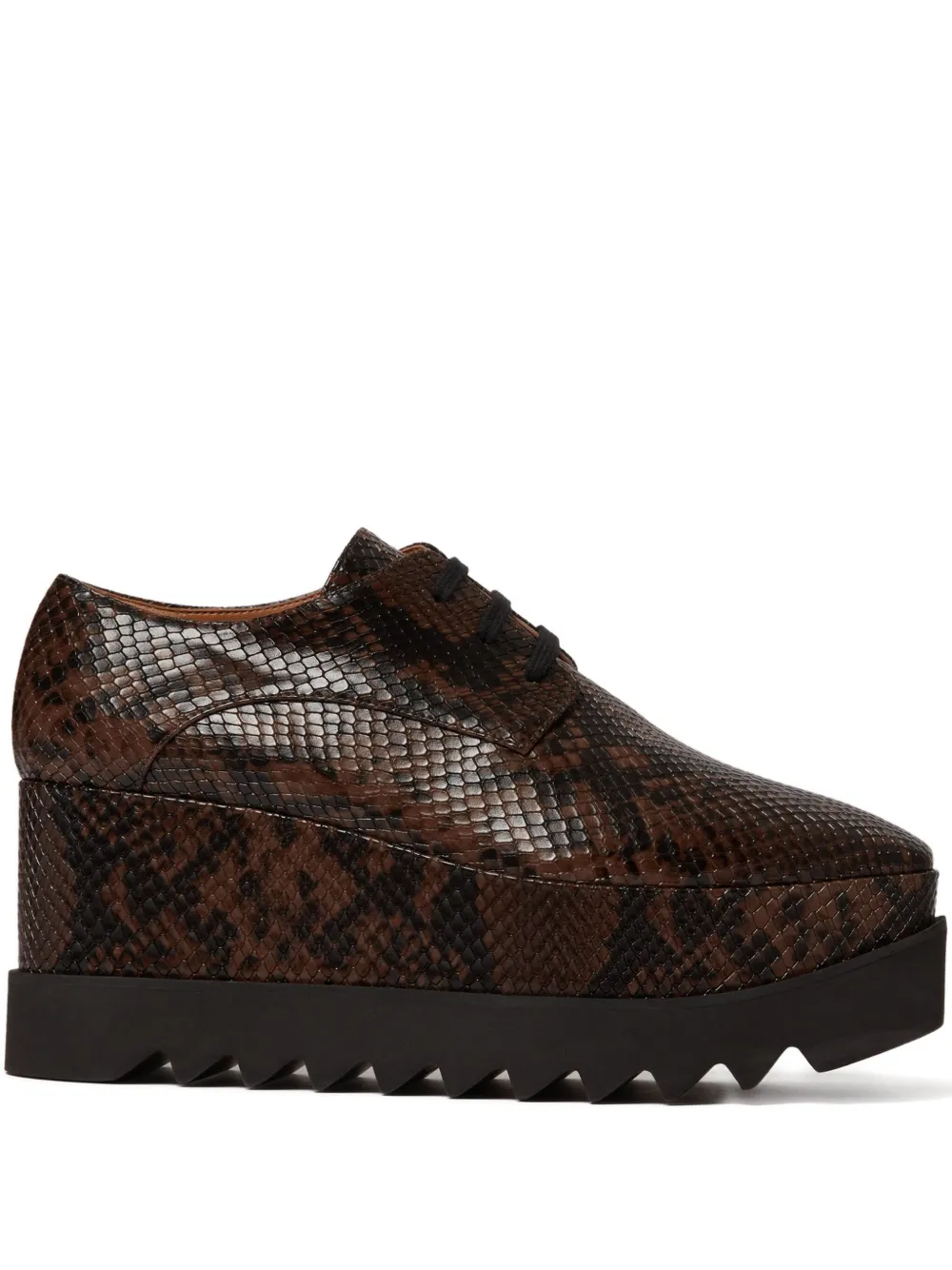 Stella McCartney 80mm Elyse snakeskin-effect platform derby shoes Brown
