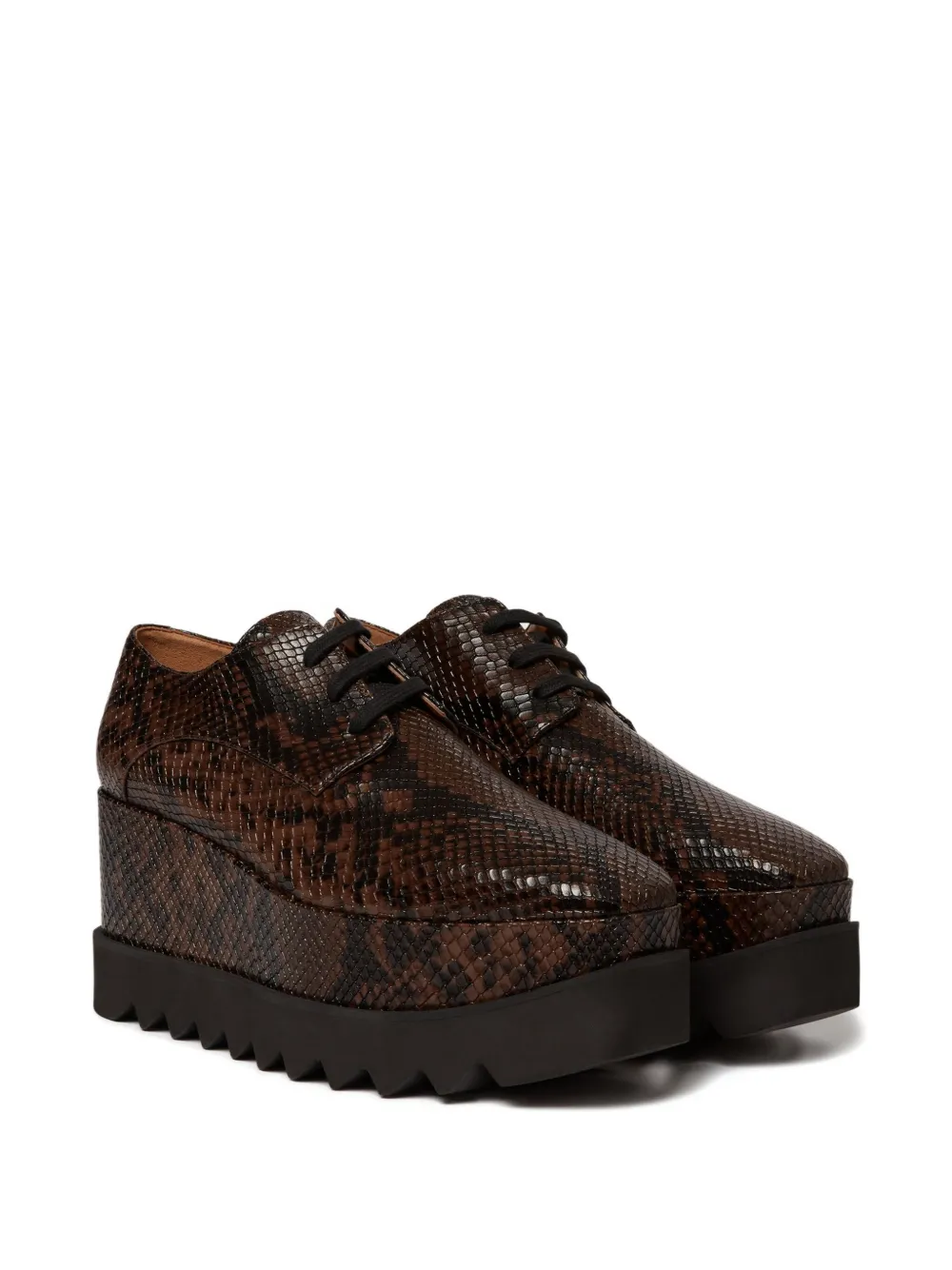 Stella Mccartney Chunky Heel Platform Sneakers With Snakeskin Effect In Brown