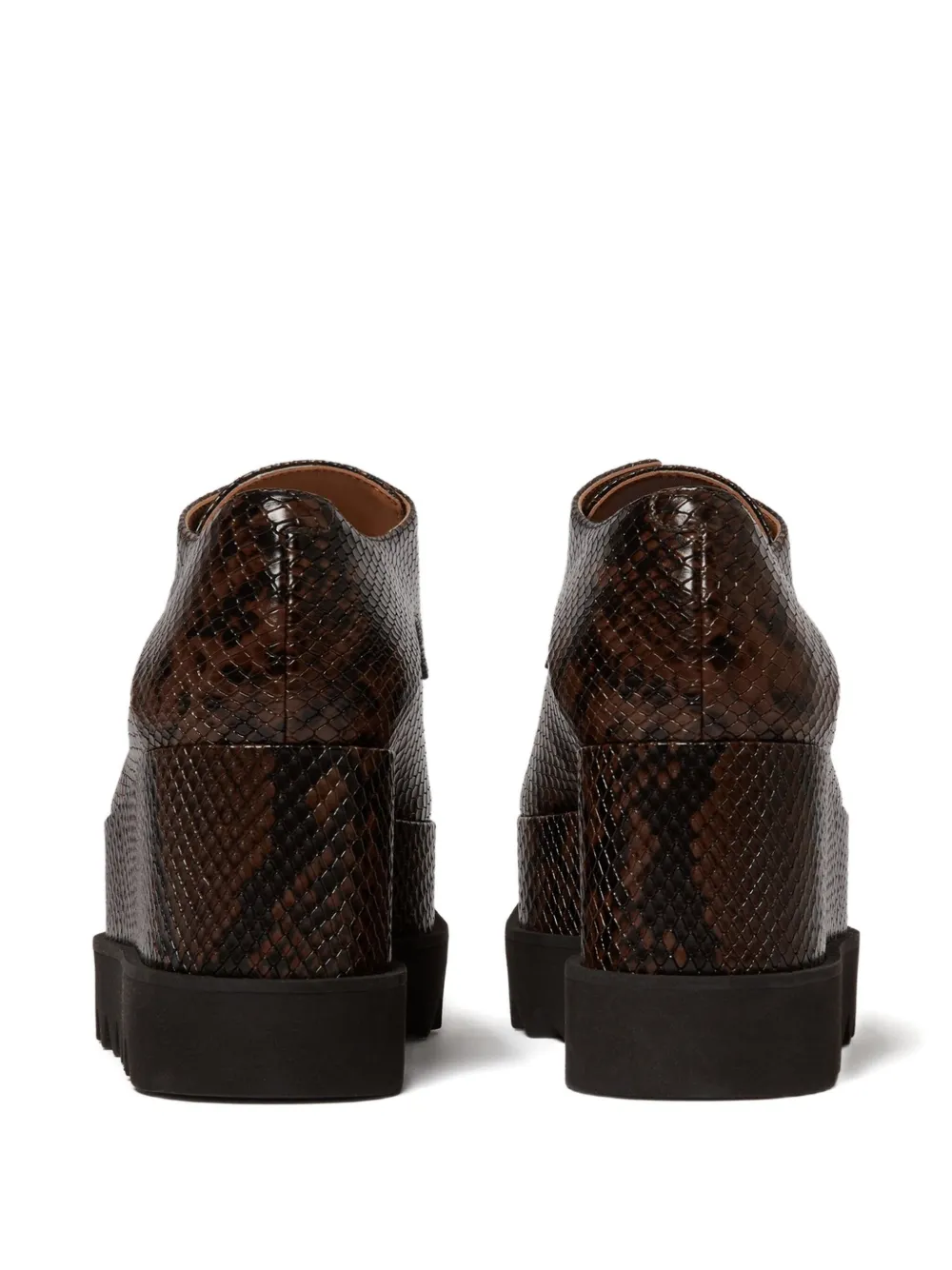 Stella McCartney 80mm Elyse snakeskin-effect platform derby shoes Brown