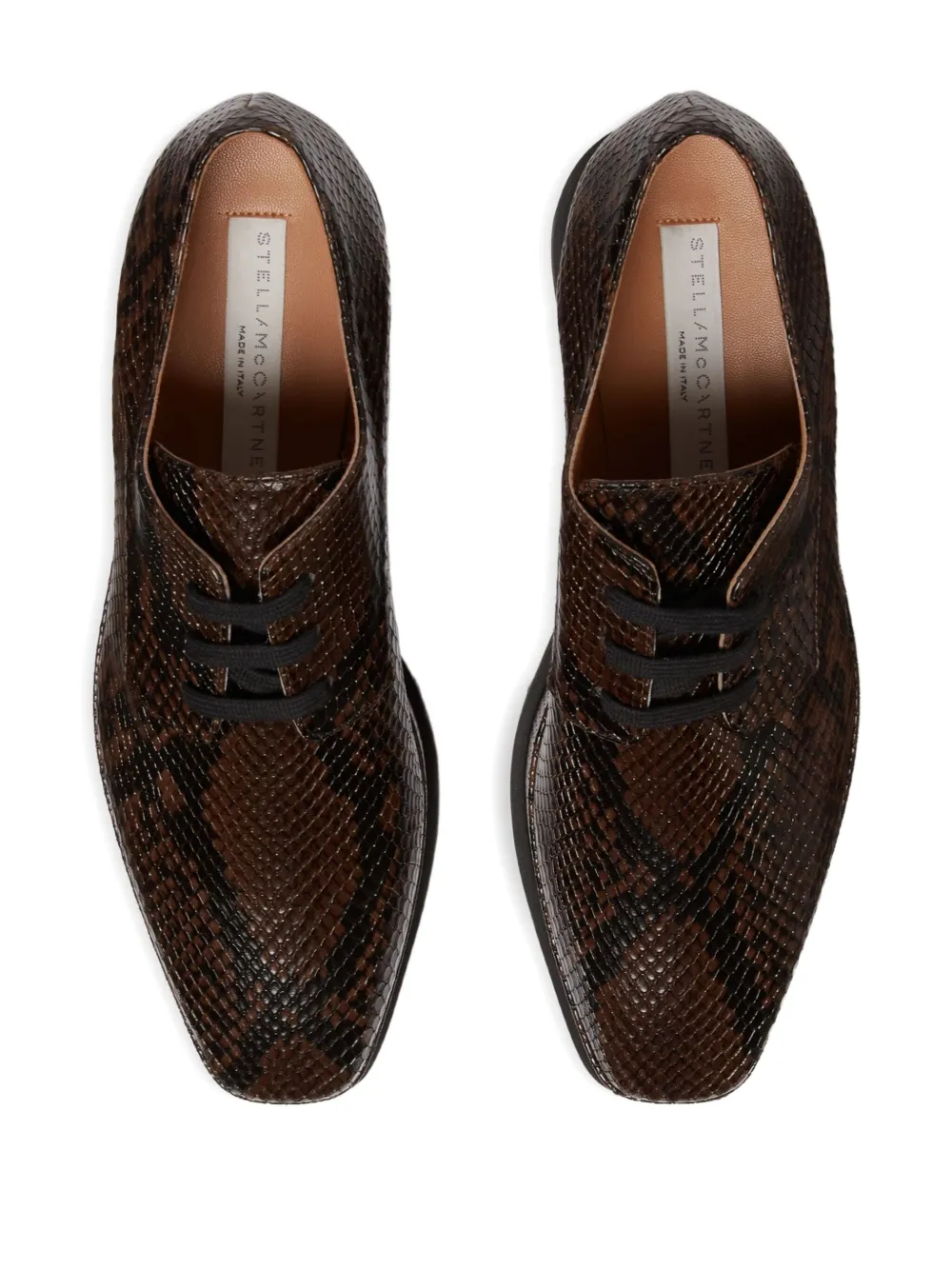 Stella McCartney 80mm Elyse snakeskin-effect platform derby shoes Brown