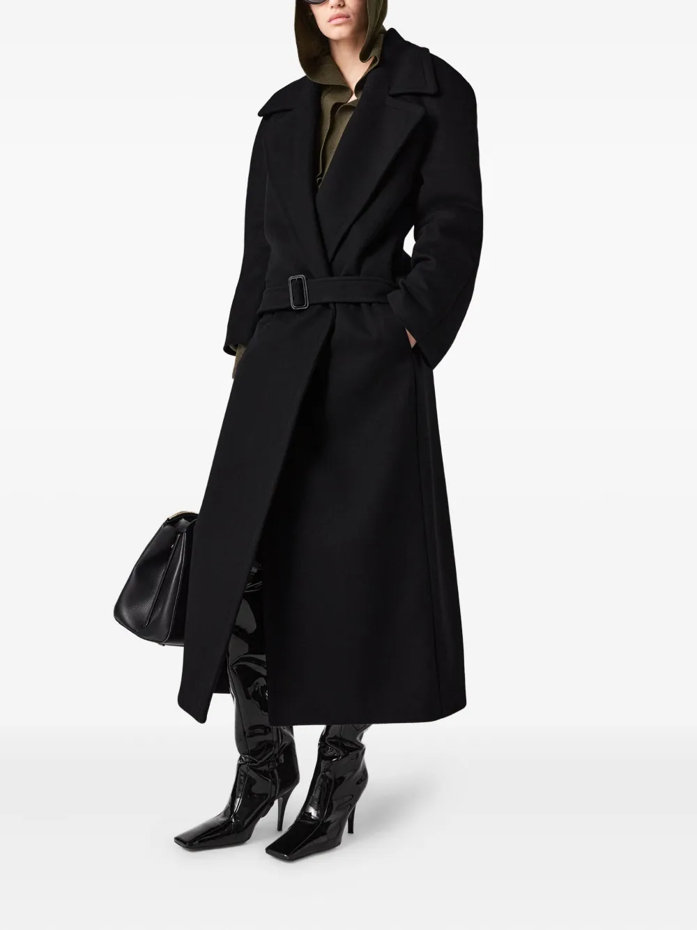 Stella Mccartney Belted Wrap Coat In Black