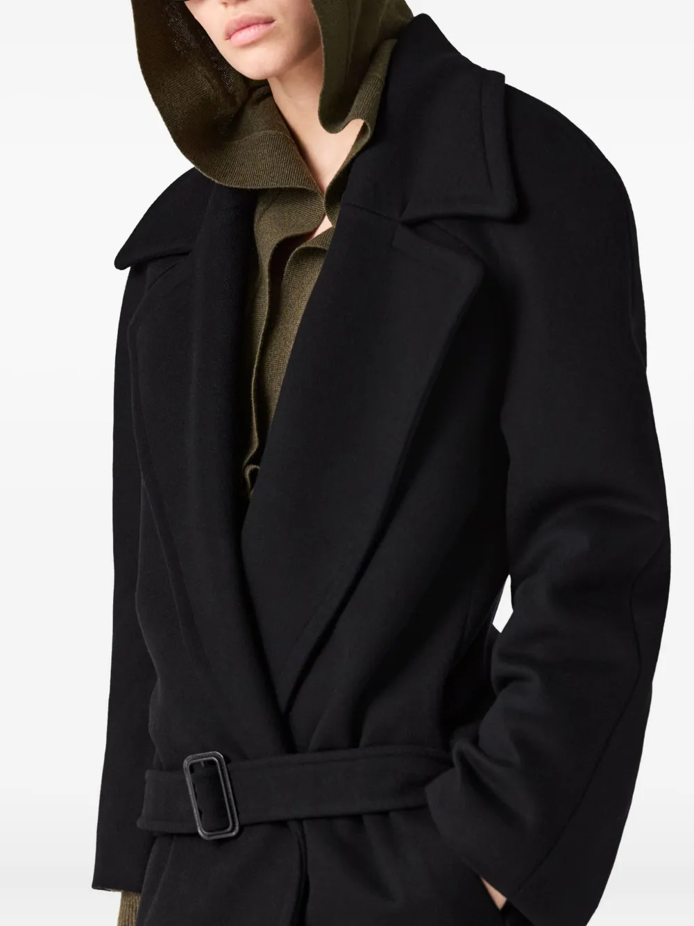 Stella Mccartney Belted Wrap Coat In Black