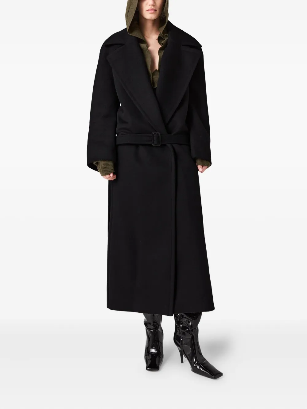 Stella Mccartney Belted Wrap Coat In Black