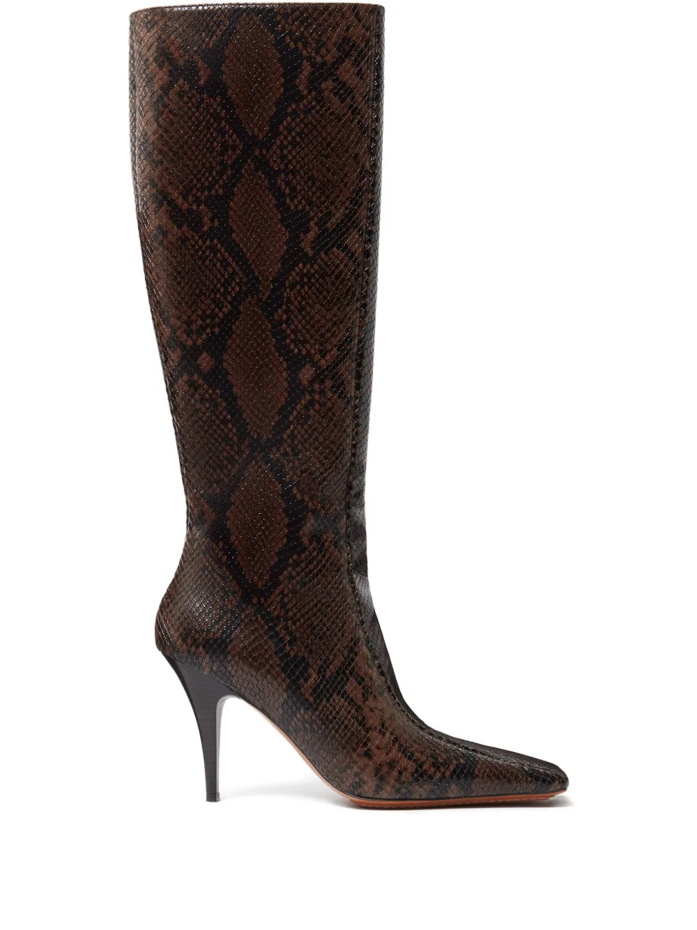 Stella McCartney square-toe snakeskin-pattern boots Brown
