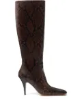 Stella McCartney square-toe snakeskin-pattern boots - Brown