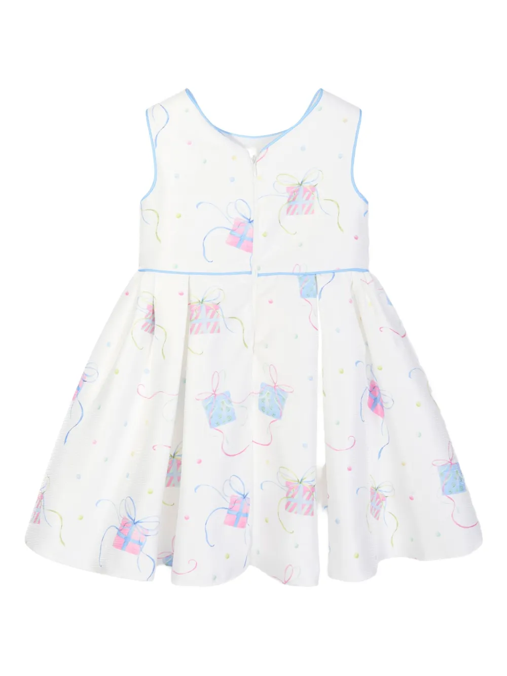 Dress & Fleur Pleated Gift-print Dress In White