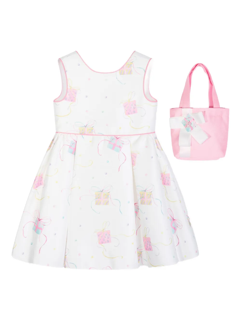 Dress & Fleur ギフトプリント ノースリーブワンピース - ホワイト Dress & Fleur ギフトプリント ノースリーブワンピース - ホワイト