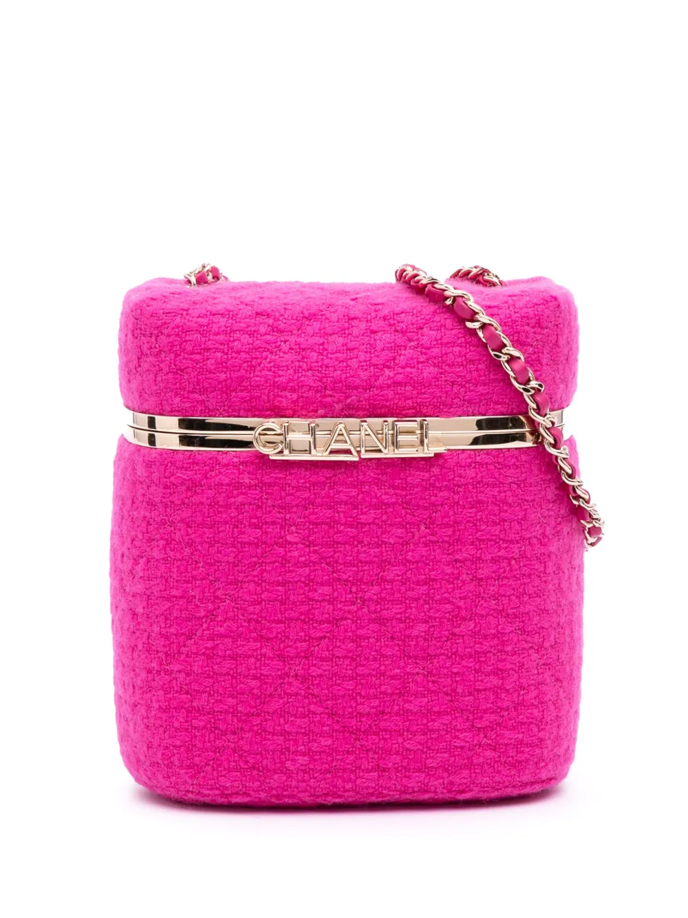 CHANEL Pre-Owned 2021-2025 マトラッセ ツイード バニティケース ショルダーバッグ - ピンク CHANEL Pre-Owned 2021-2025 マトラッセ ツイード バニティケース ショルダーバッグ - ピンク