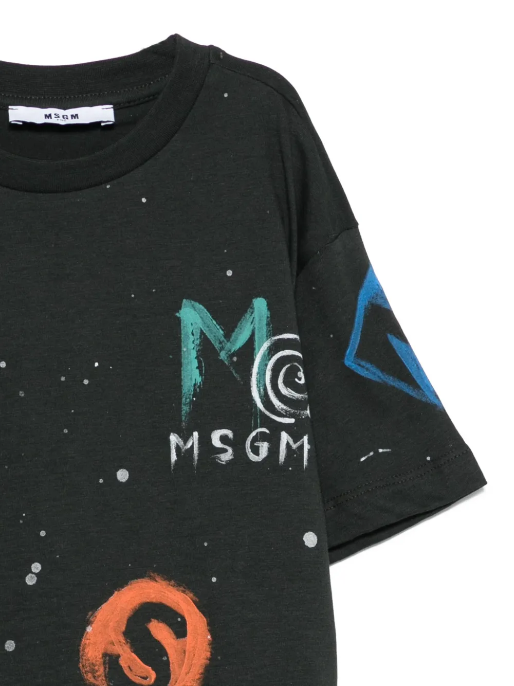 Msgm Logo-print Graphic Tee In Black