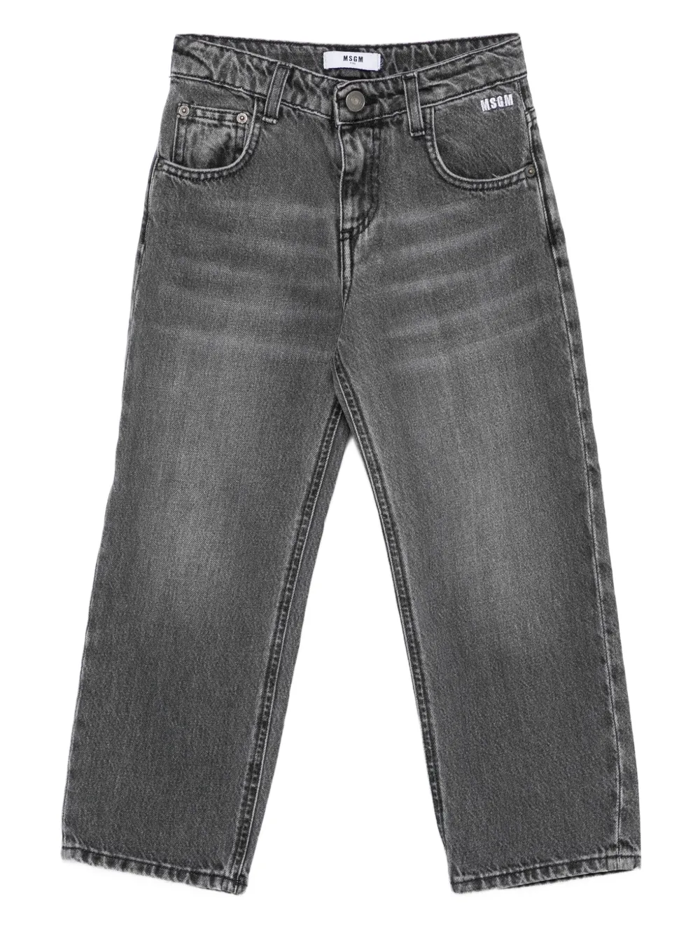 Msgm Kids' Logo-embroidered Jeans In Black