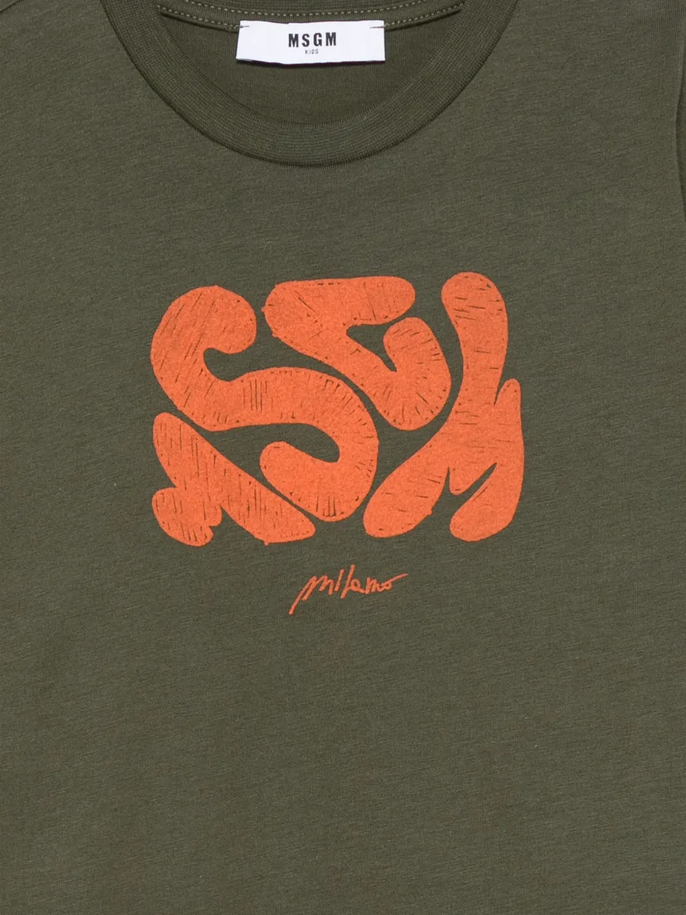 MSGM Kids T-shirt met logoprint en ronde hals Groen