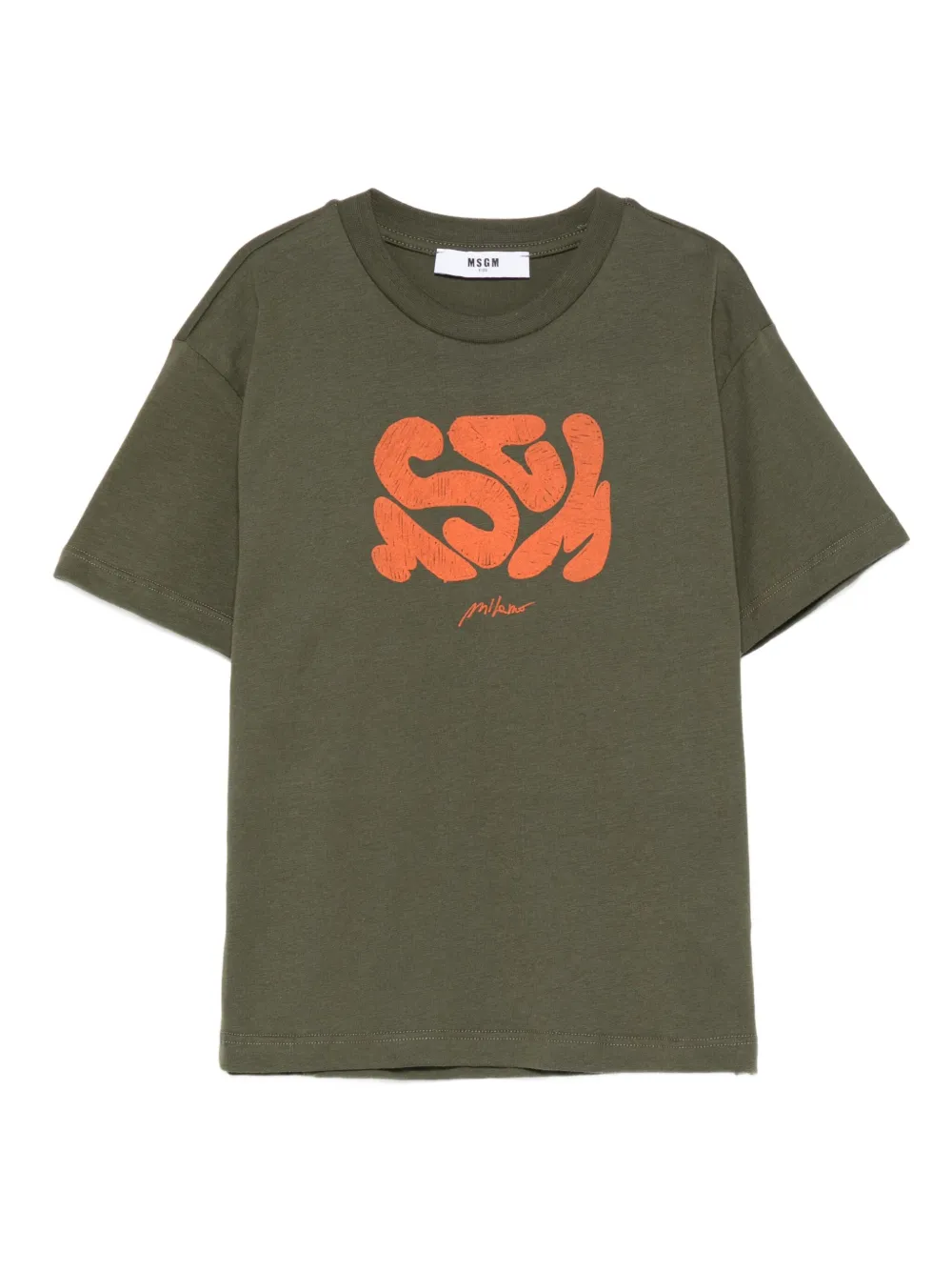 MSGM Kids playera con cuello redondo y logo estampado | verde | Image 1