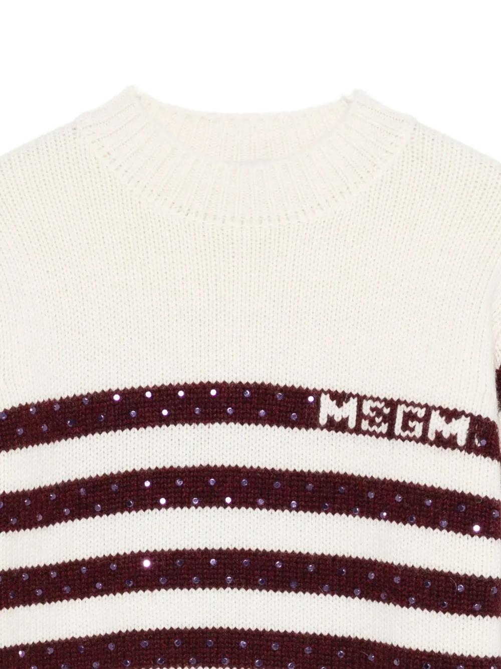 MSGM Kids Trui verfraaid met pailletten en streep Beige