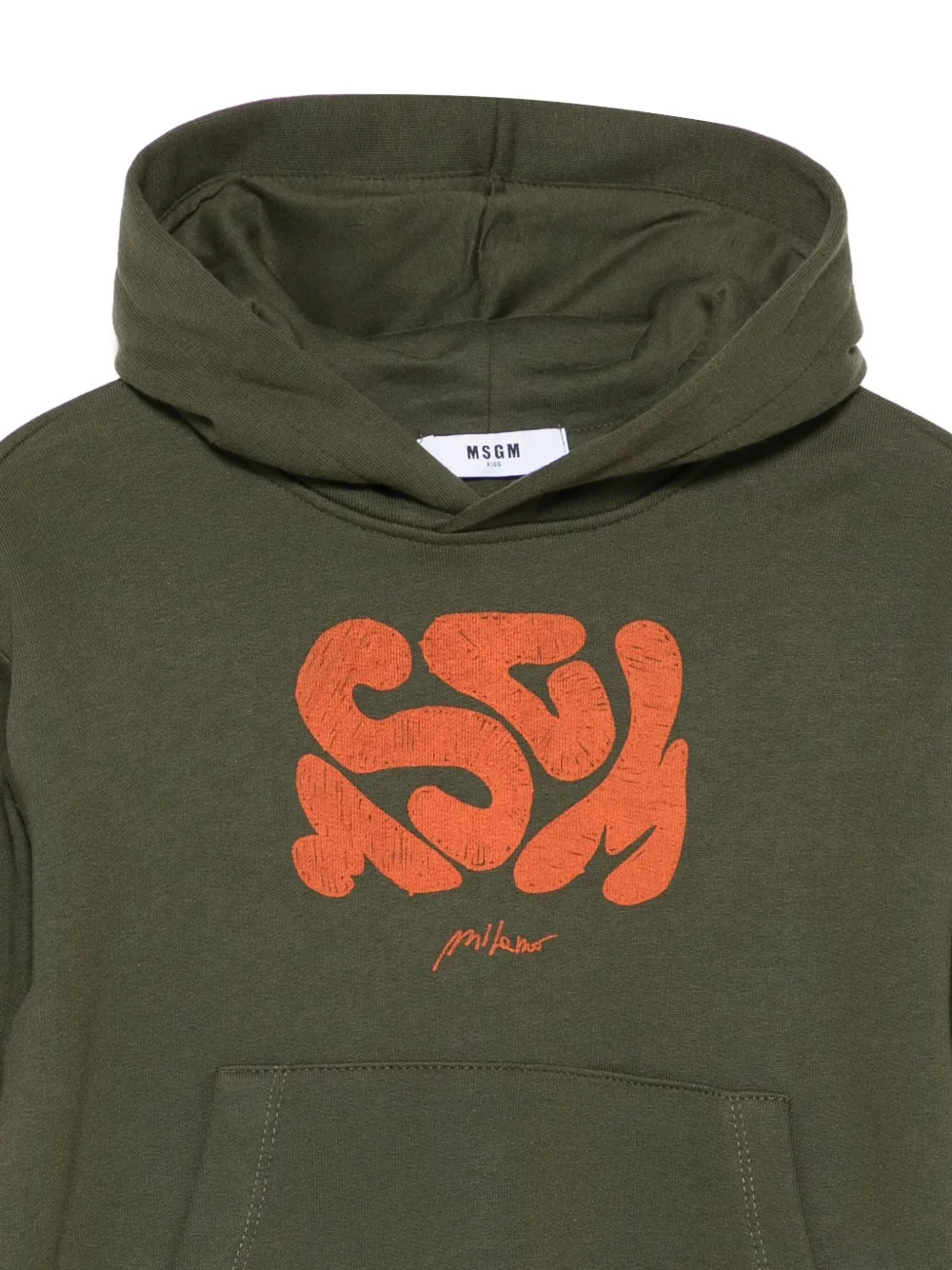 Msgm Abstract-print Hooded Top In Green