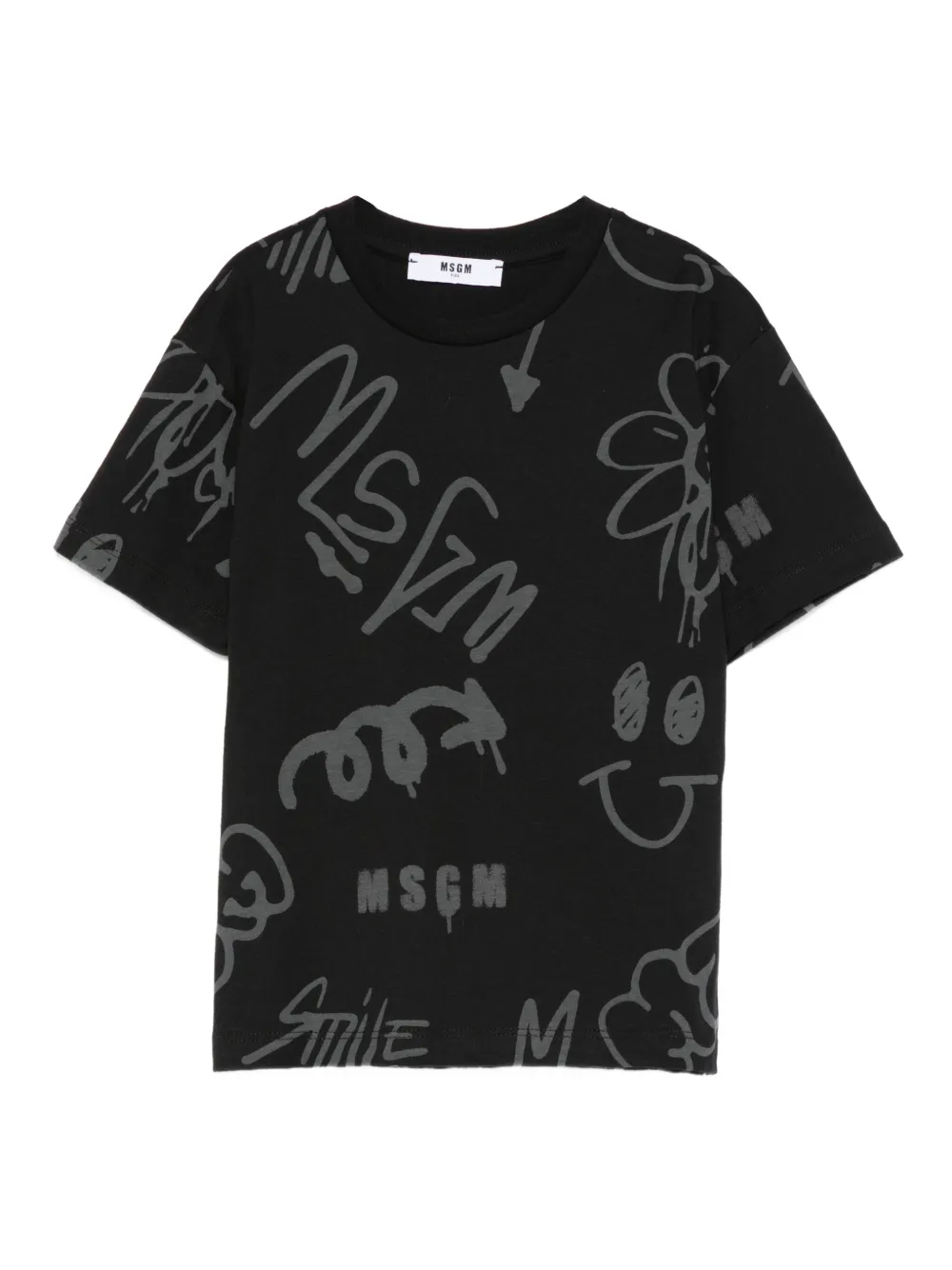 MSGM Kids graffiti-print cotton T-shirt | Black | Image 1