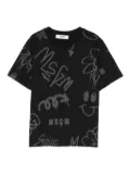 MSGM Kids graffiti-print cotton T-shirt - Black