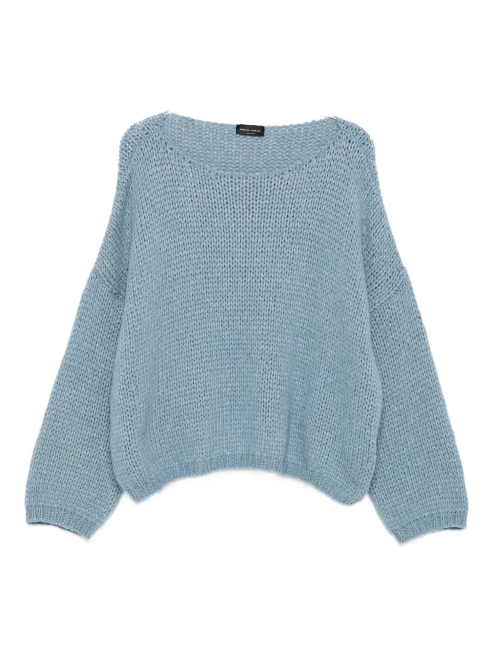 Roberto Collina Trui met boothals en lange mouwen Blauw