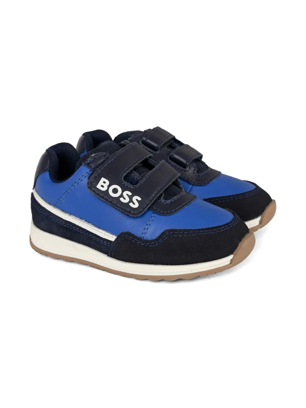 BOSS Kidswear strap detail leather sneakers Blue