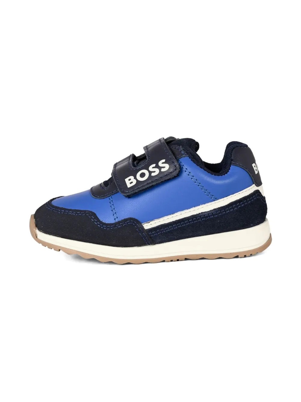 BOSS Kidswear strap detail leather sneakers Blue