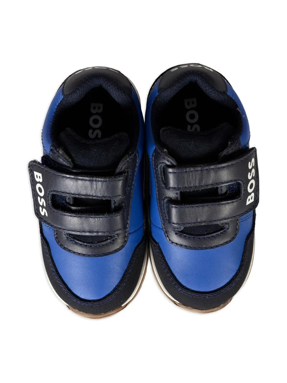 BOSS Kidswear strap detail leather sneakers Blue