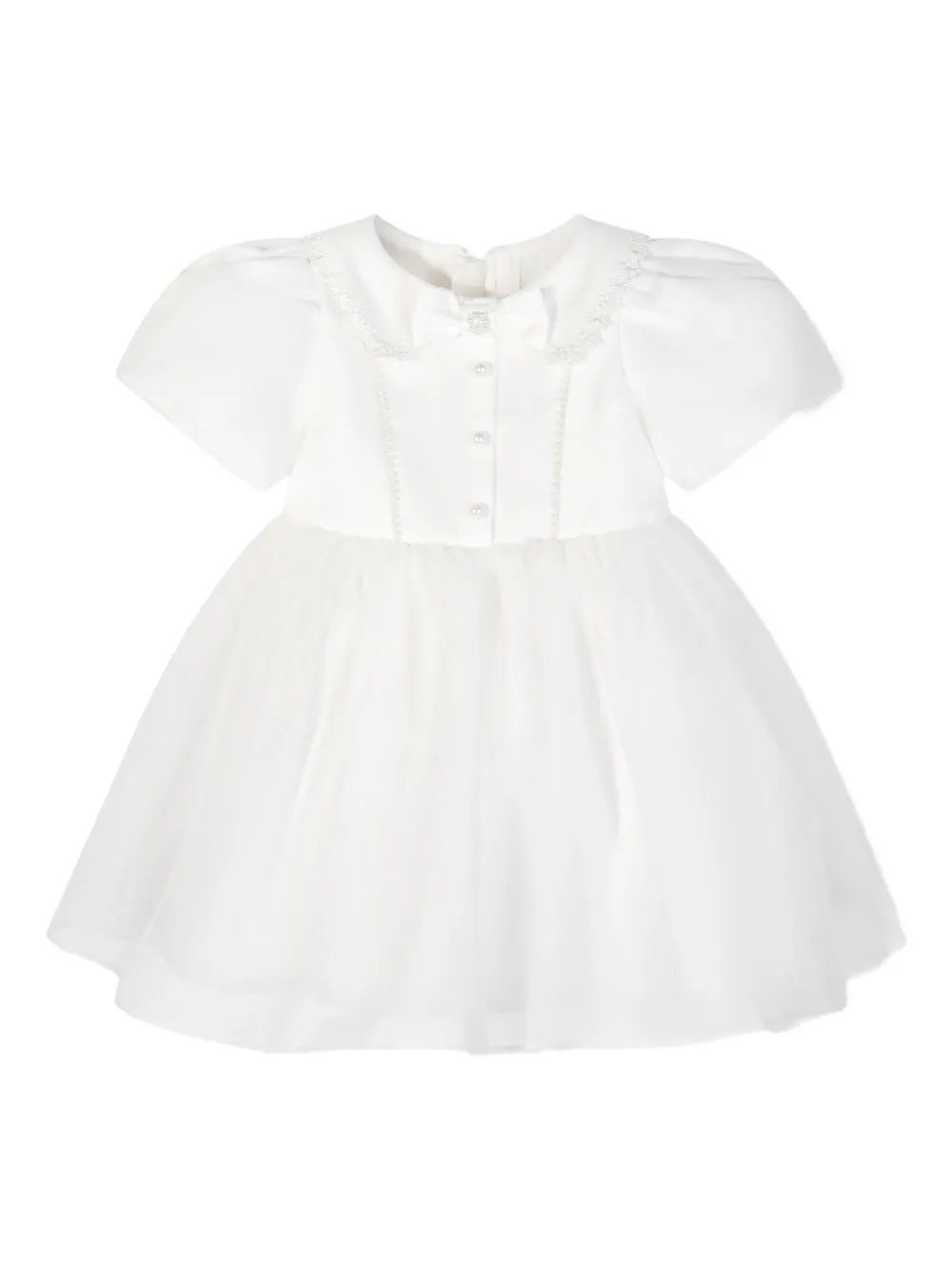 Dress & Fleur Jurk verfraaid met parels en pofmouwen - Wit