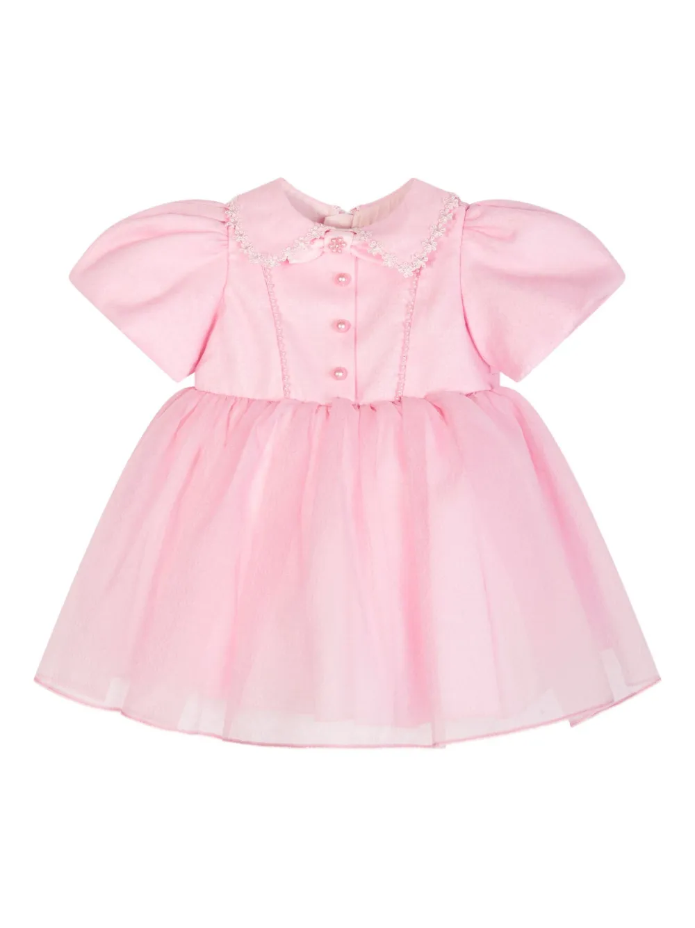 Dress & Fleur Jurk met pofmouwen en strik - Roze