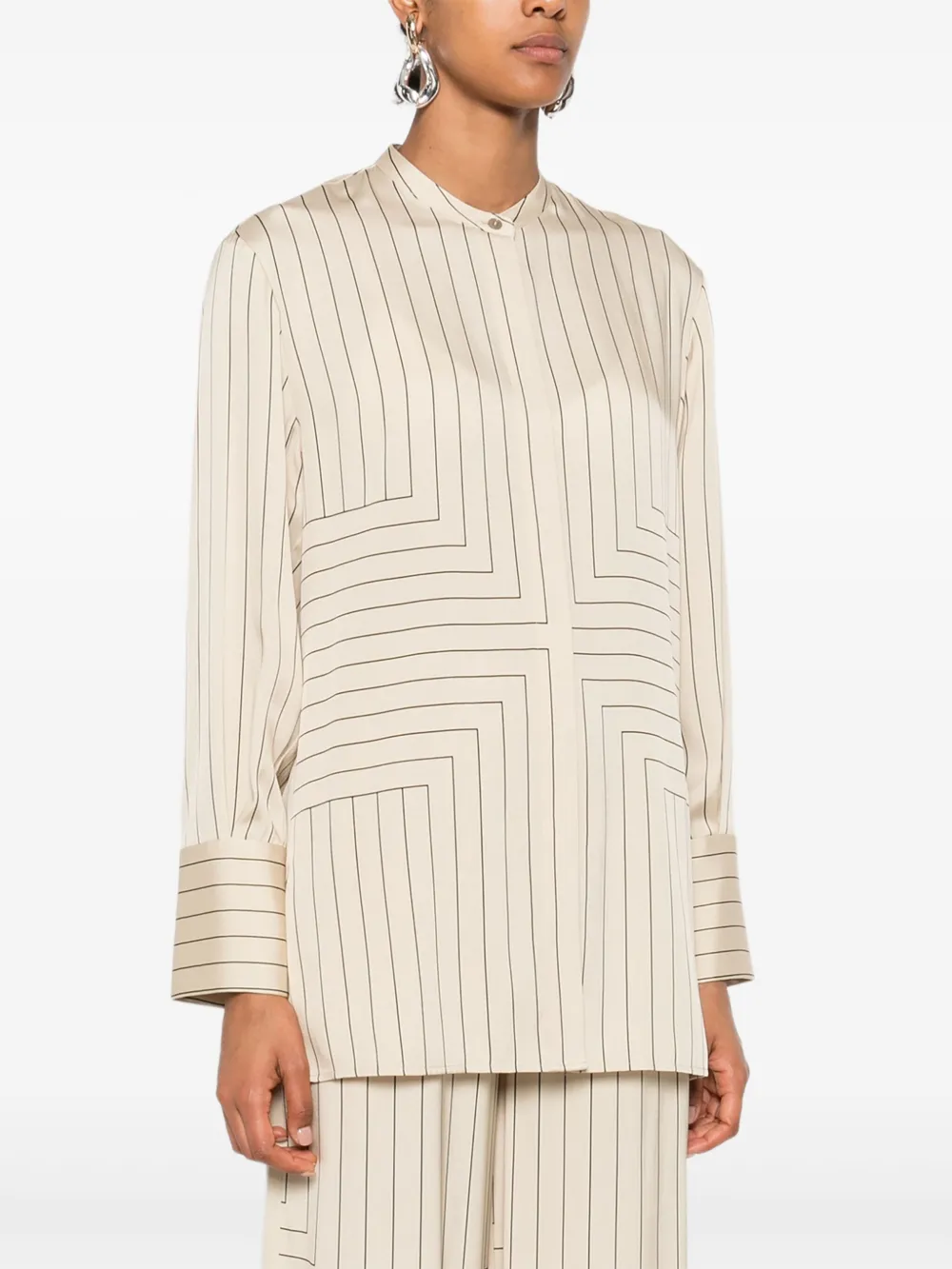 JOSEPH Blosue met geometrische strepen Beige