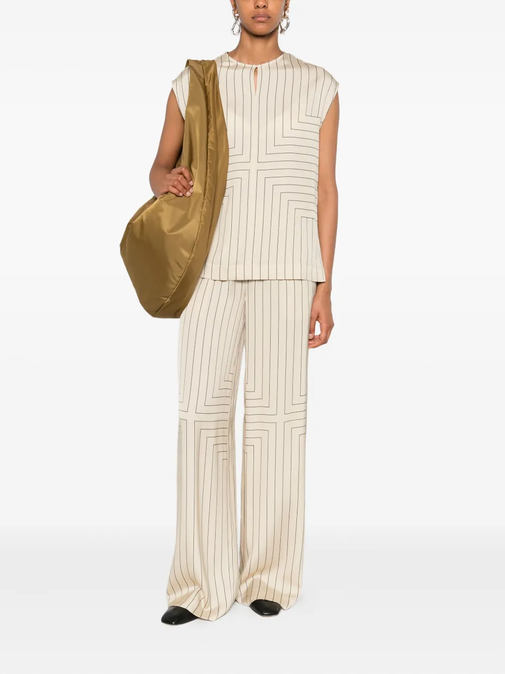JOSEPH Top met geometrische strepen - Beige