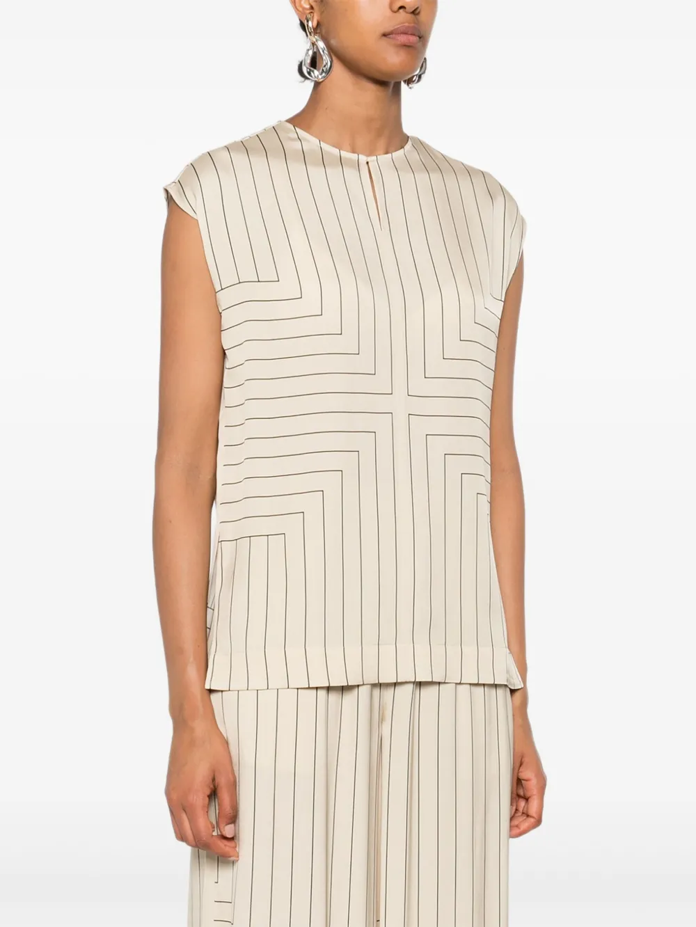 JOSEPH Top met geometrische strepen Beige