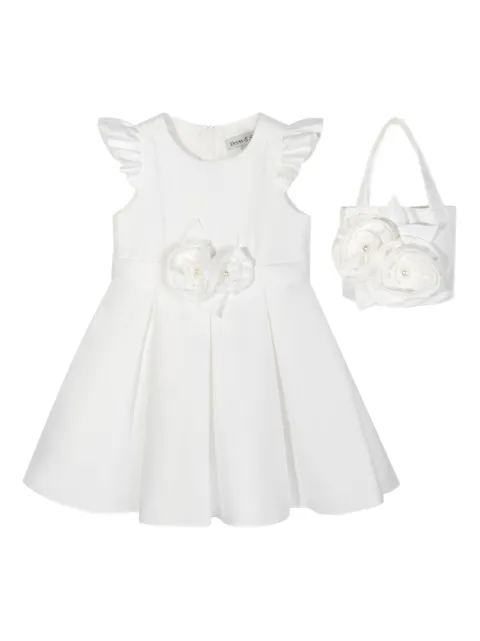 Dress & Fleur frill-sleeved rose-embellished dress