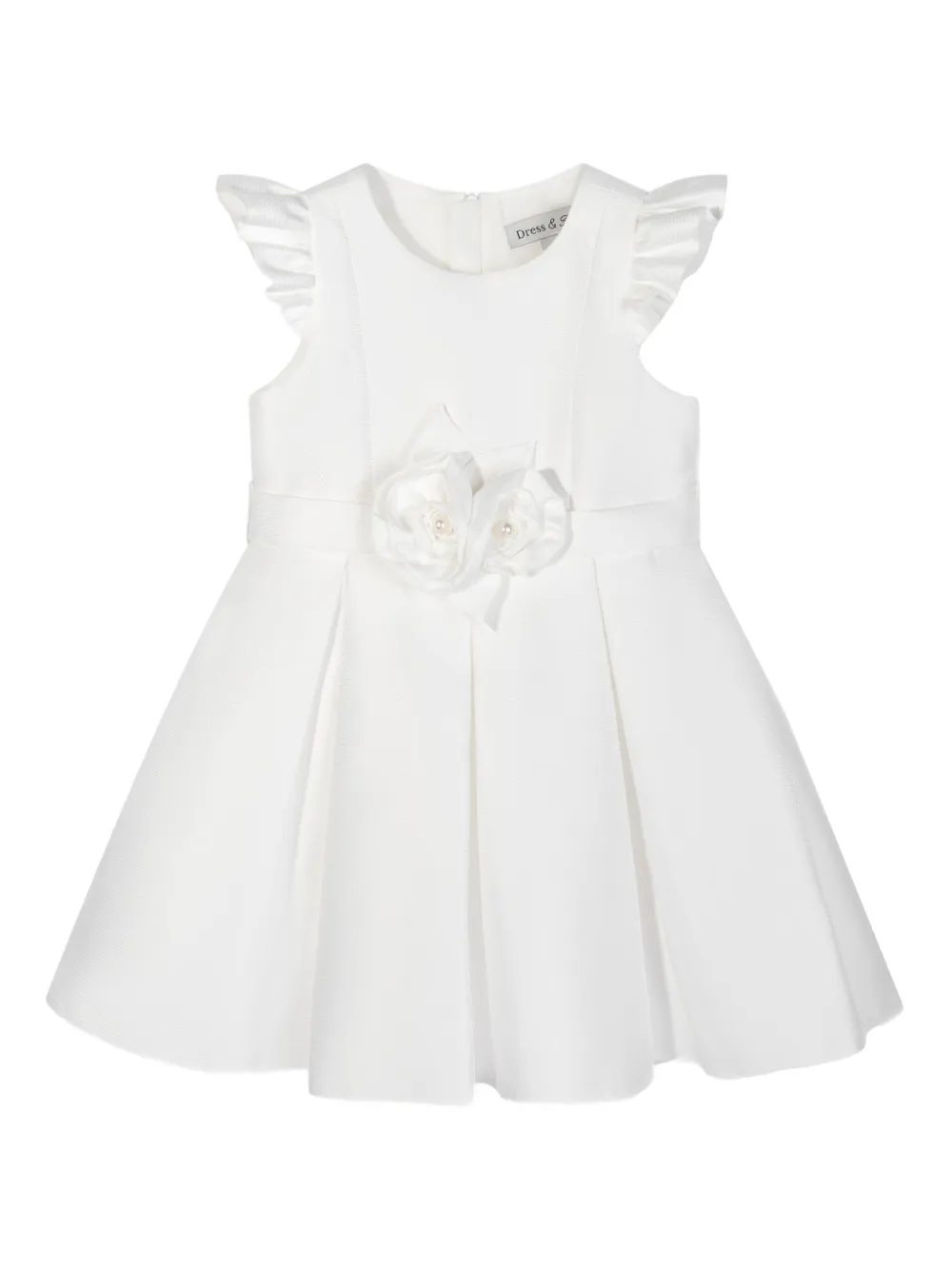 Dress & Fleur Jurk verfraaid met franje en rozen Wit