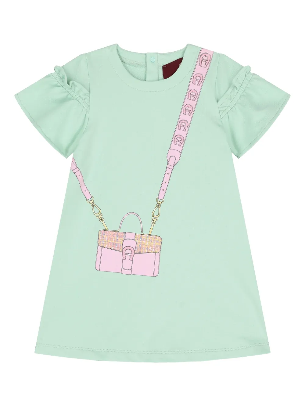Aigner Kids bag-print ruffled dress Groen