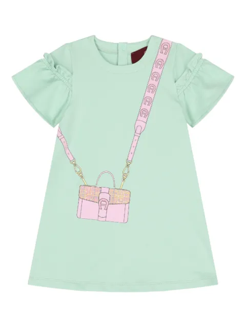 Aigner Kids bag-print ruffled dress