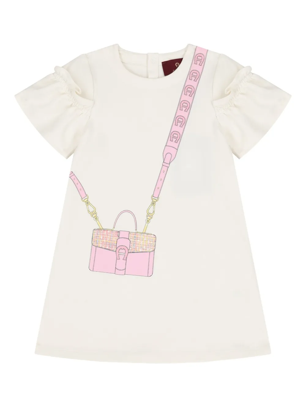Aigner Kids bag-print ruffled dress Wit