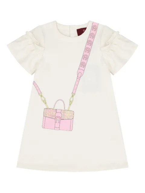 Aigner Kids bag-print ruffled dress