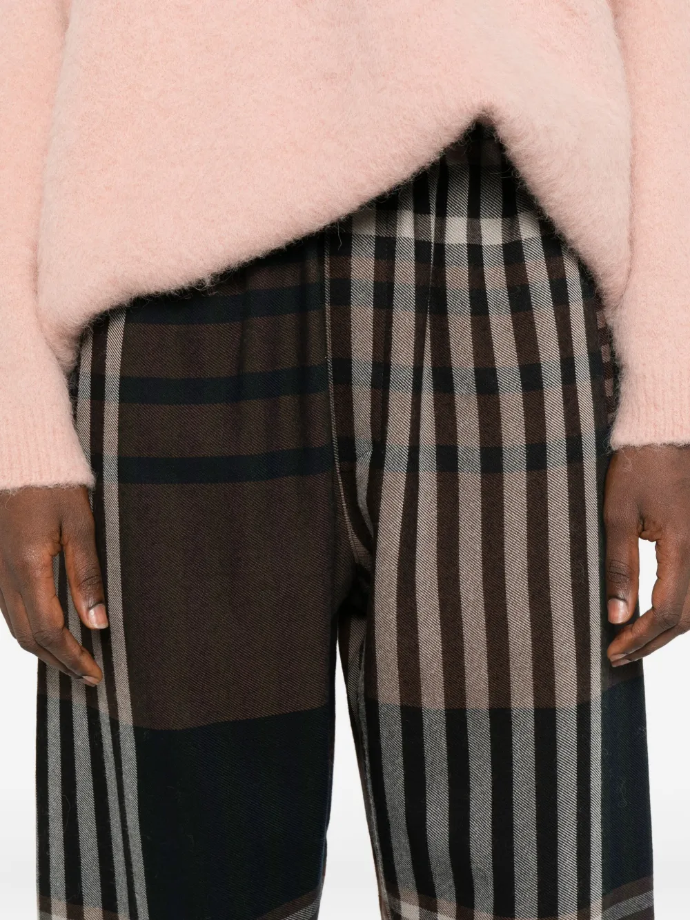 Phisique Du Role Checked Elastic-waist Trousers In Brown
