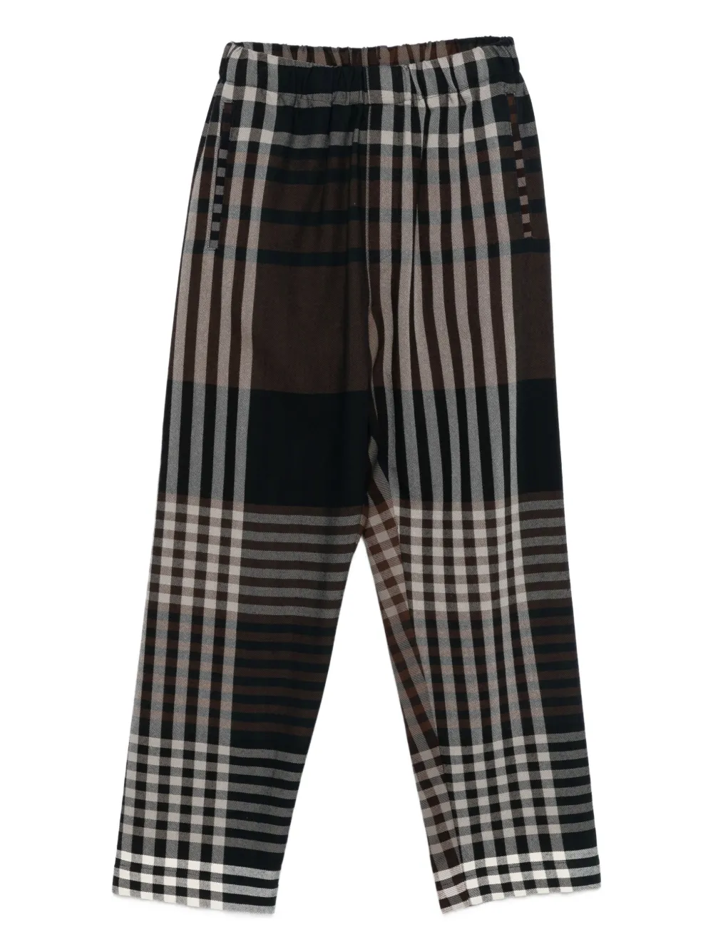 Phisique Du Role Checked Elastic-waist Trousers In Brown