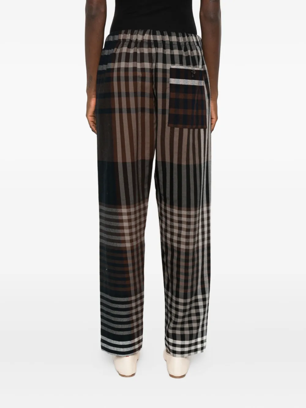 Phisique Du Role Checked Elastic-waist Trousers In Brown