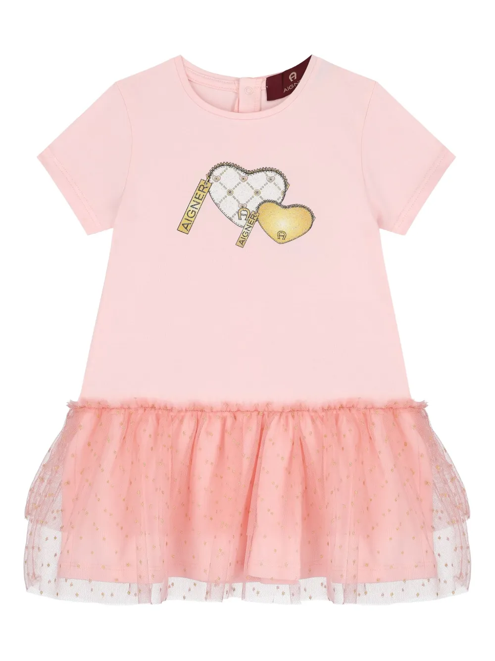 Aigner Kids heart-appliqué tulle dress Roze