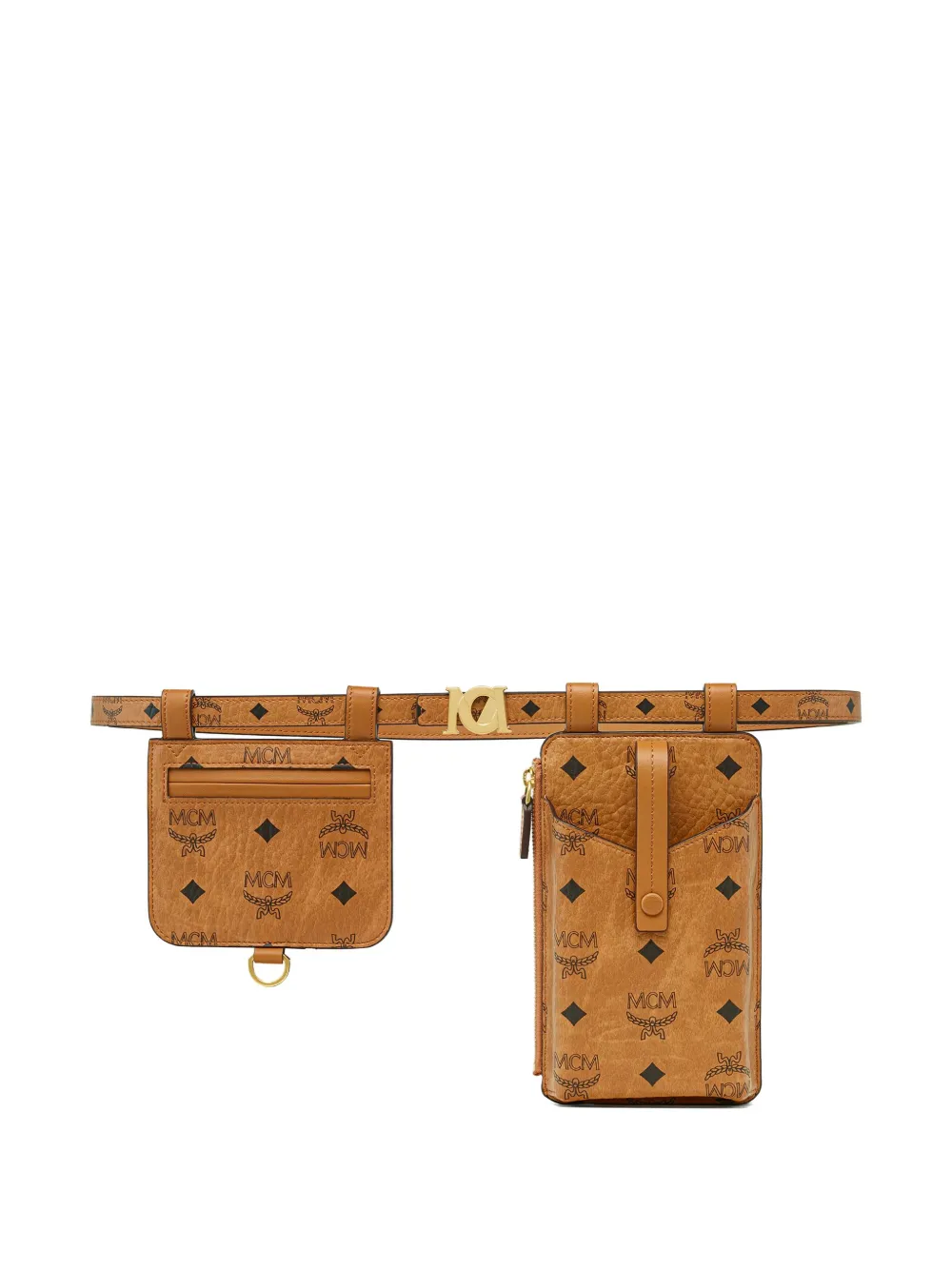 MCM M-Art Visetos monogram pouch belt Bruin