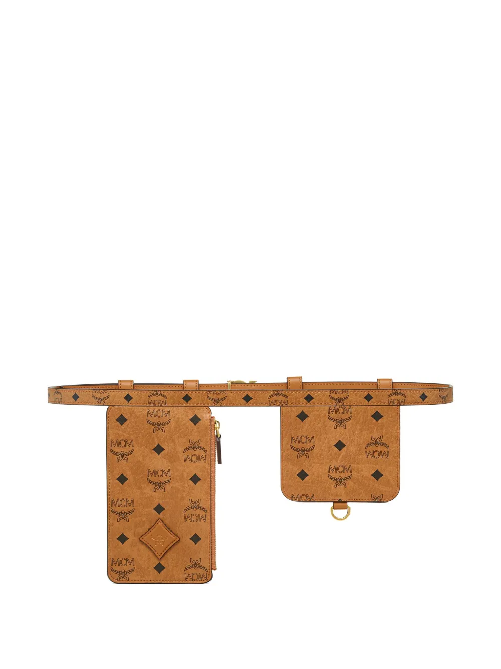 MCM M-Art Visetos monogram pouch belt Bruin