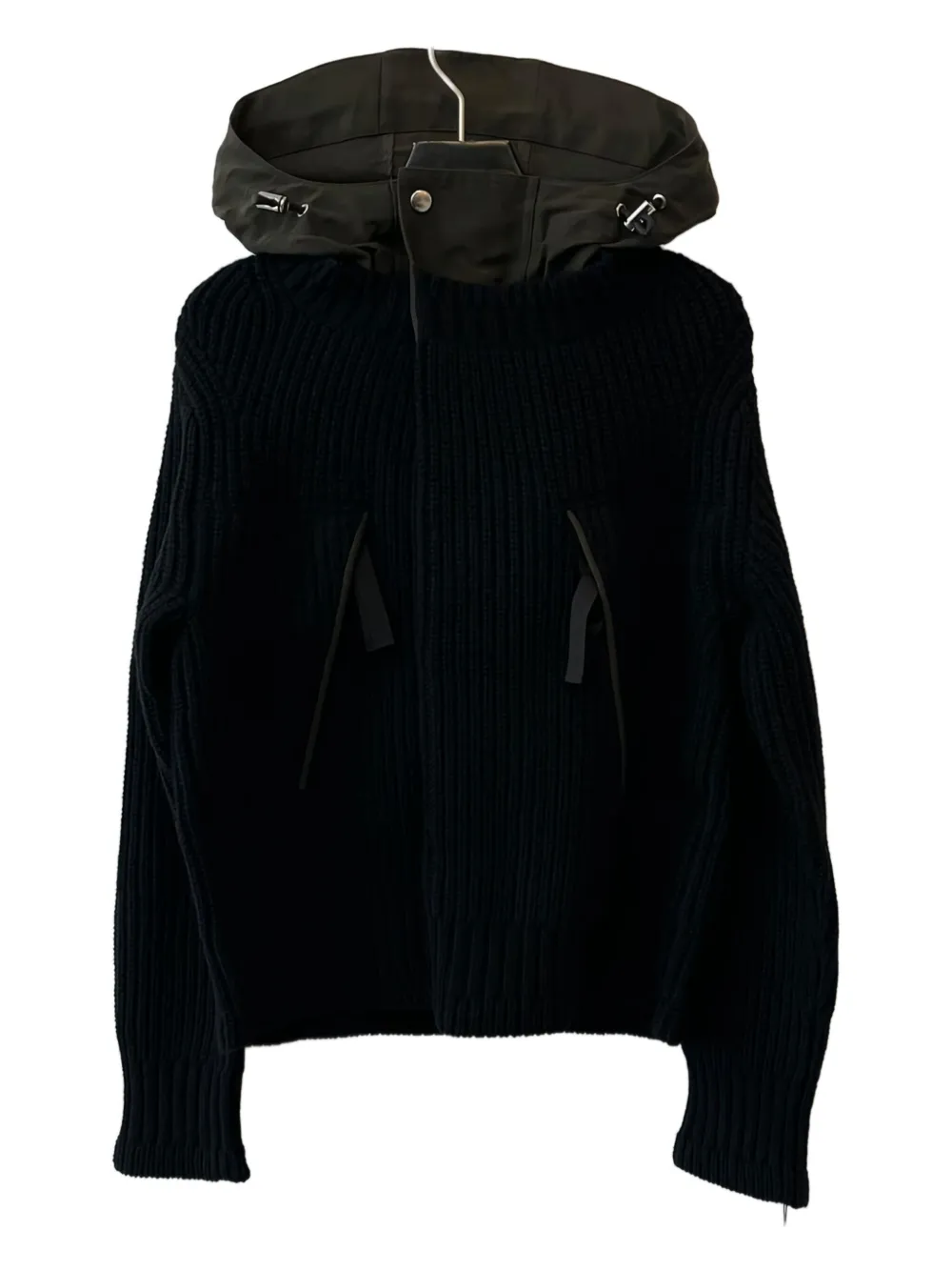 sacai Giacca a coste con cappuccio - Nero