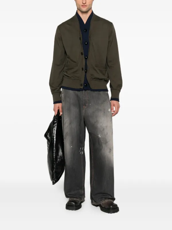 sacai 薄手カーディガン 5ボタン Mサイズ Sacai ボタン カーディガン | グリーン | FARFETCH JP