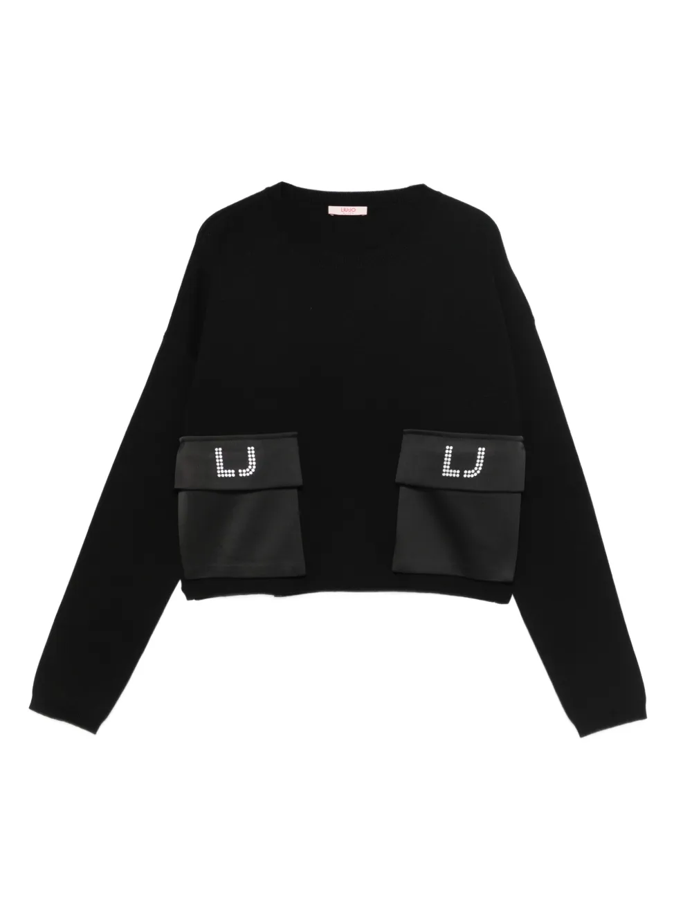 Liu Jo Kids Sweater verfraaid met stras en zak Zwart