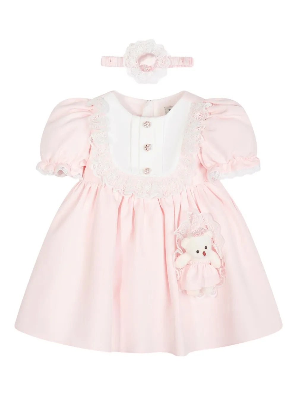 Dress & Fleur lace-trimmed puff-sleeves party dress | Pink | Image 1