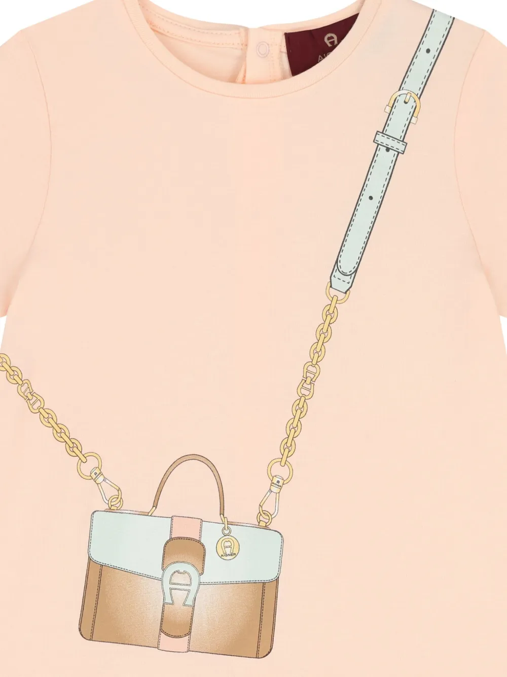 Aigner Kids bag-print ruffled dress Roze