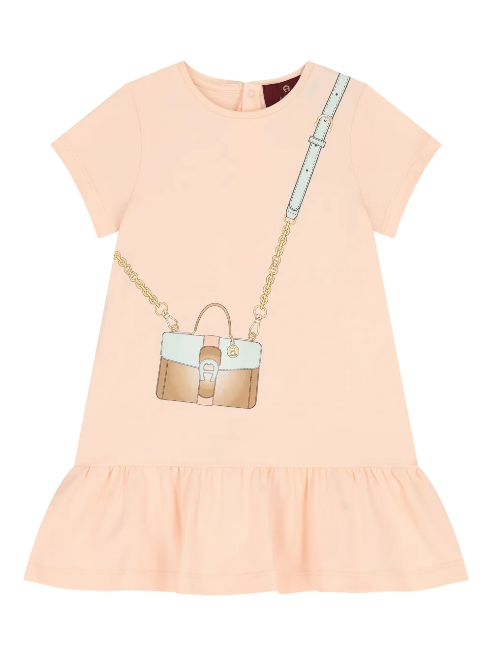 Aigner Kids bag-print ruffled dress Roze